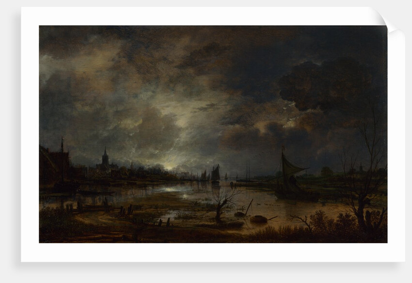 A River near a Town, by Moonlight, c. 1645 by Aert van der Neer