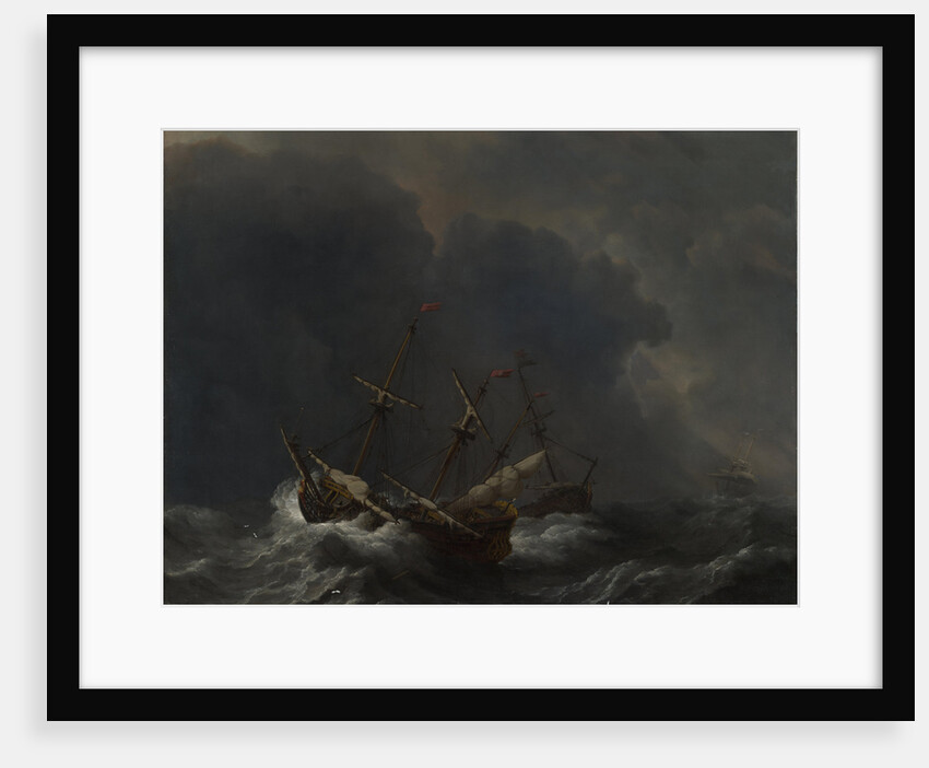 Three Ships in a Gale, 1673 by Willem van de Velde the Younger