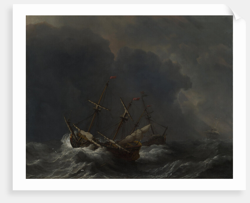 Three Ships in a Gale, 1673 by Willem van de Velde the Younger