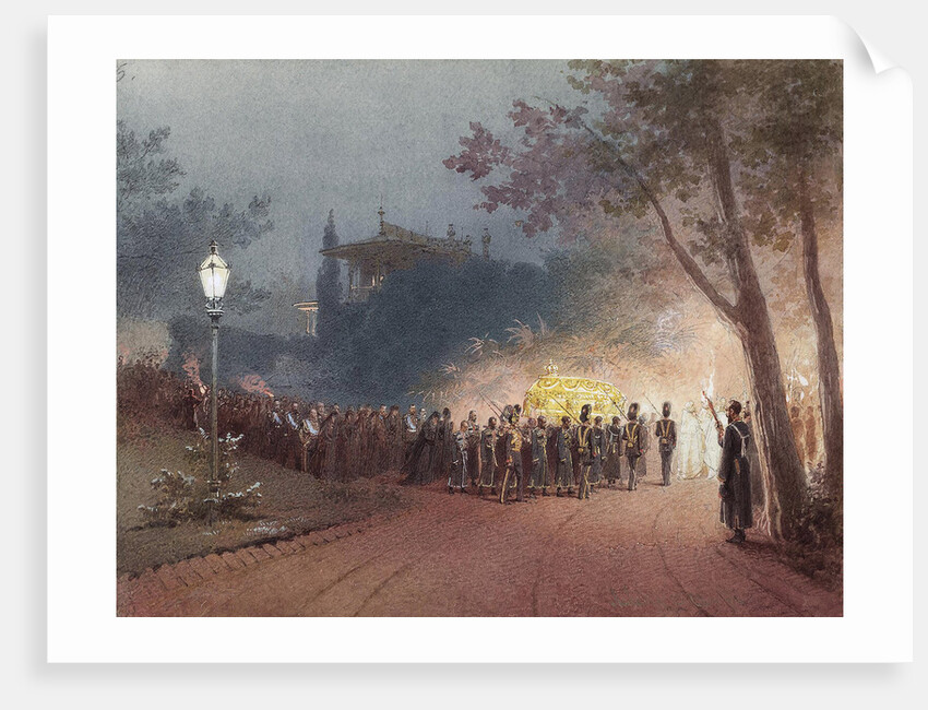 Carrying the coffin with the body of Alexander III from the Small Palace at Livadia, 1895 by Mihály Zichy