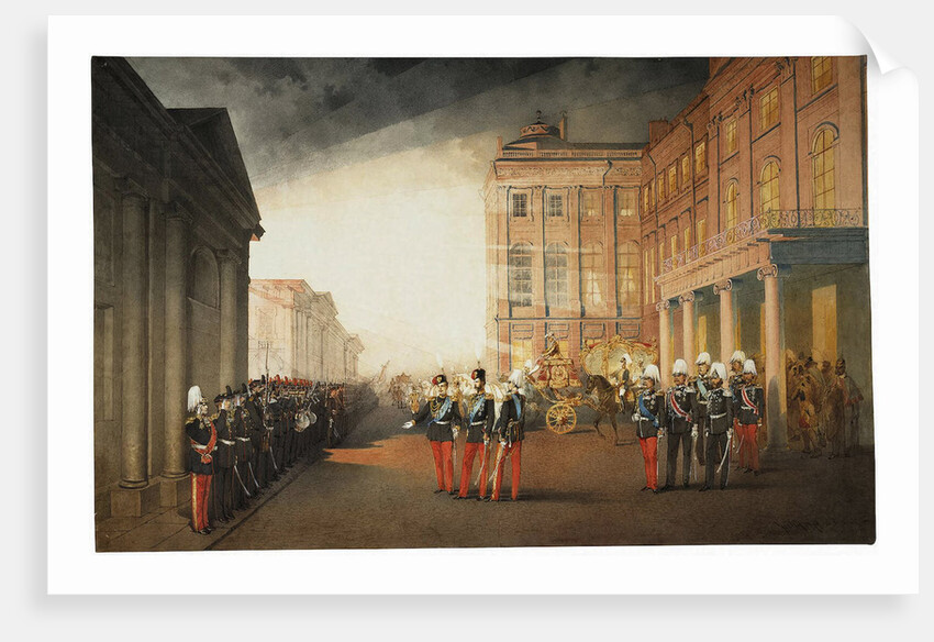 Parade in front of the Anichkov Palace on 26 February 1870, 1870 by Mihály Zichy