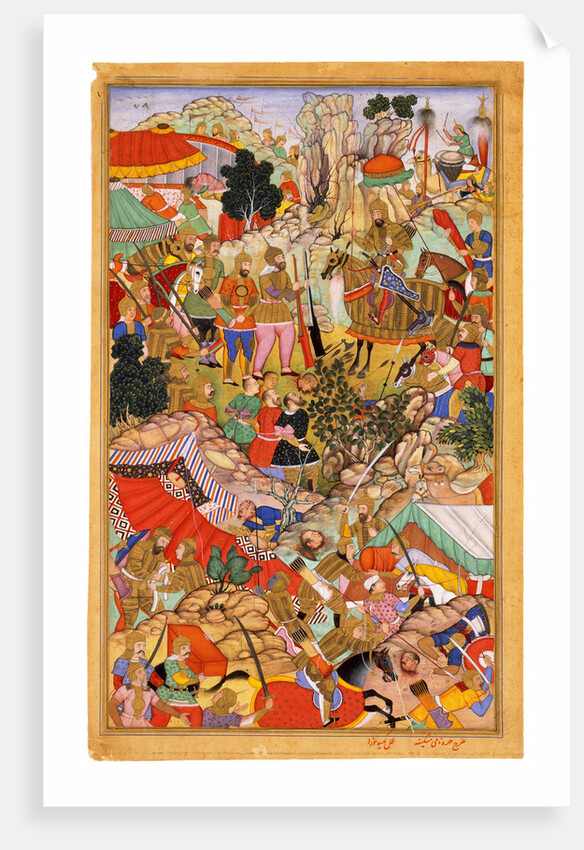 Tayang Khan Presented with the Head of the Mongol Leader Ong Khan (Miniature from Jami al-tawarikh (Universal History), c. 1596 by Miskina