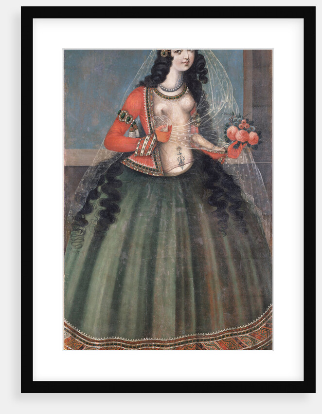 Woman Holding A Bunch of Roses, Mid of the 19th cen by Iranian master