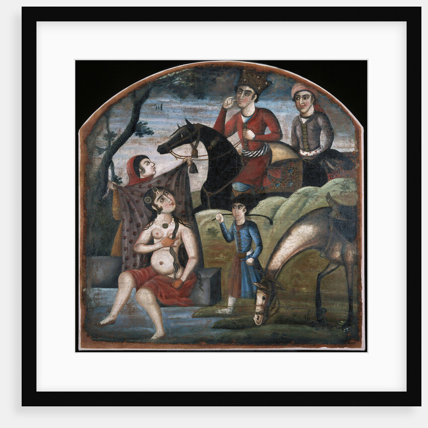 Khusraw Discovers Shirin Bathing. (From Pictorial Cycle of Eight Poetic Subjects), Mid of the 18th cen by Iranian master
