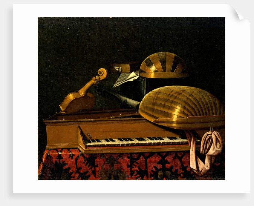 Still Life with Musical Instruments and Books, Mid of 17th cen by Bartolomeo Bettera
