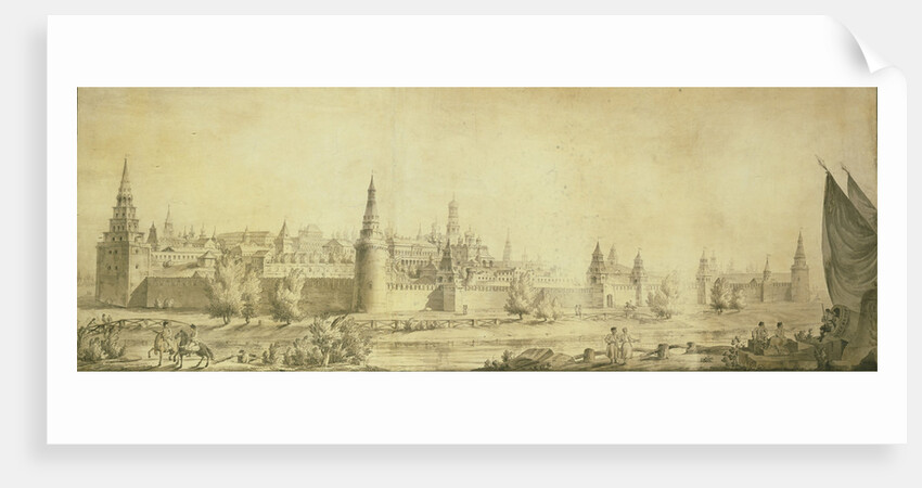 Panoramic view of Moscow Kremlin by the End of the 18th century, End 1790s by Giacomo Antonio Domenico Quarenghi
