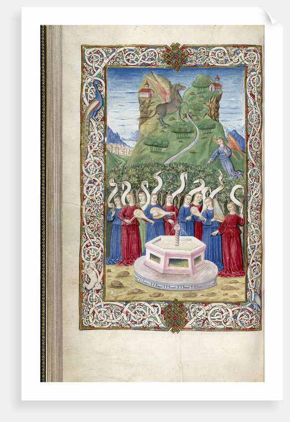 The nine Muses with Pegasus and Mount Helicon (From Argumentum by Guarinus Veronensis), 1485-1499 by Anonymous