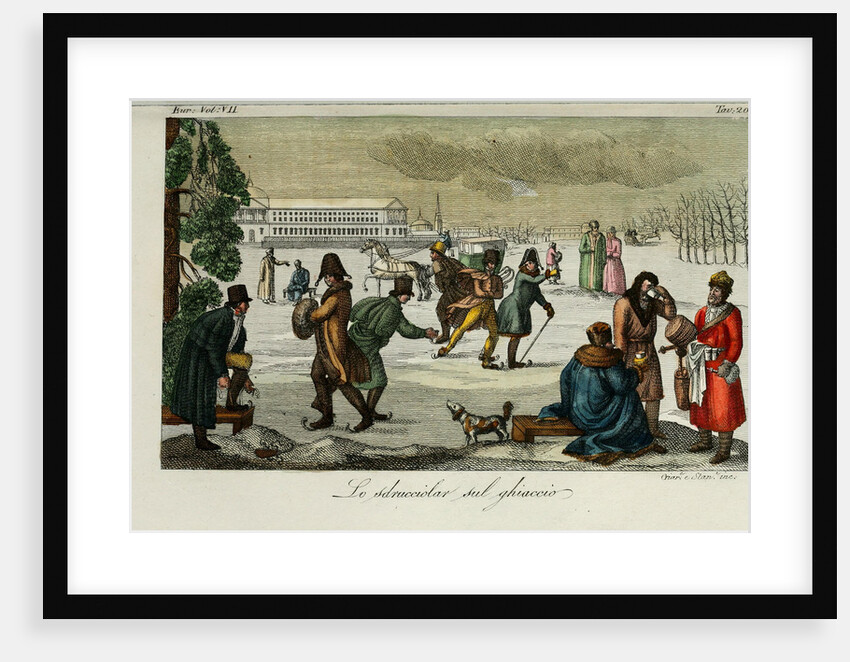 Skating rink. Illustration from Il costume antico e moderno o storia del governo? by Giulio Ferrario, 1831 by Luigi Giarrè