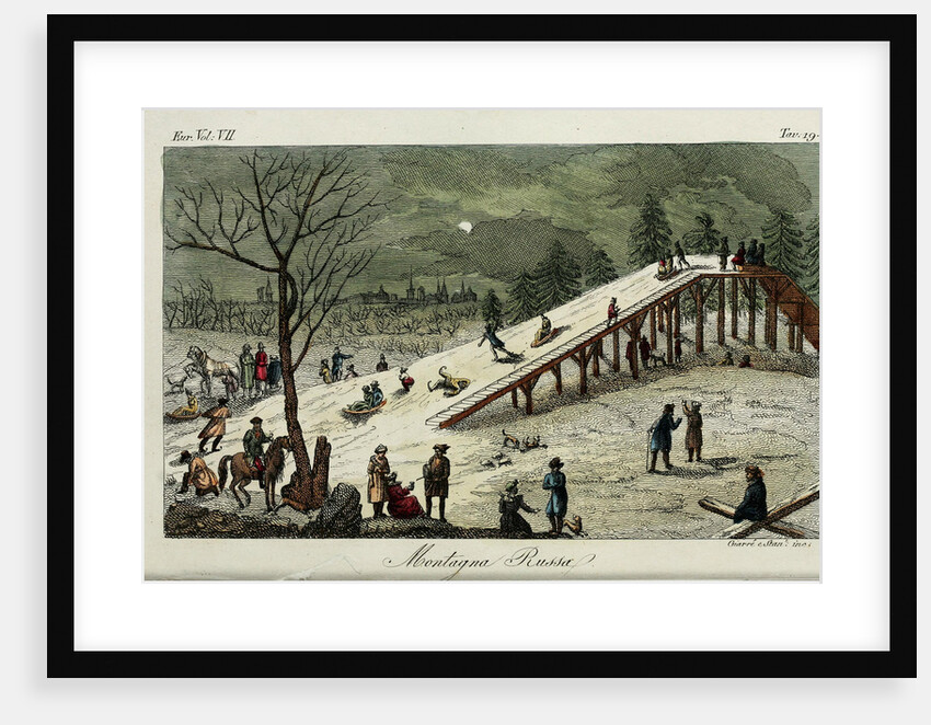 A roller coaster. Illustration from Il costume antico e moderno o storia del governo? by Giulio Ferrario, 1831 by Luigi Giarrè