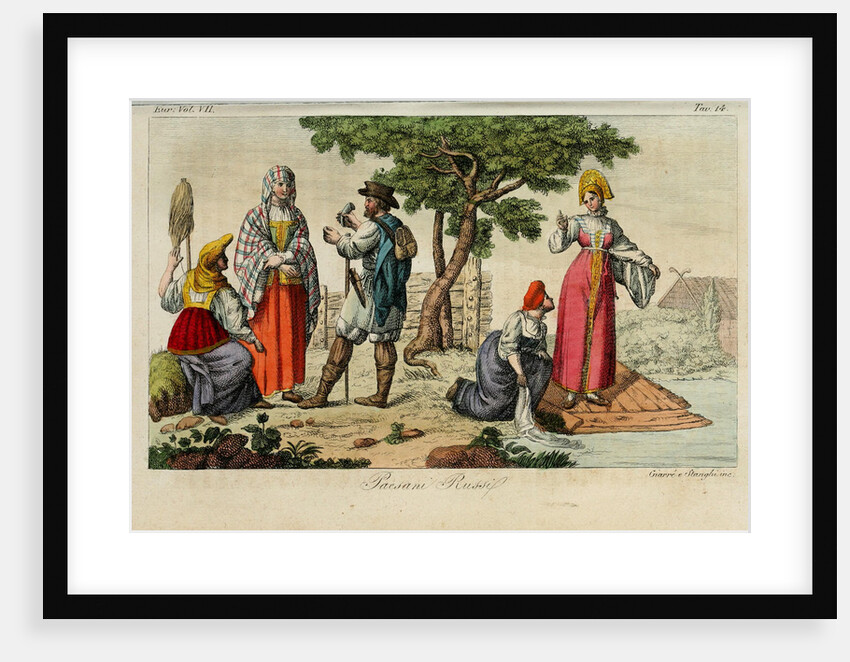Russian Peasants. Illustration from Il costume antico e moderno o storia del governo? by Giulio Ferrario, 1831 by Luigi Giarrè