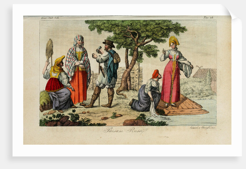 Russian Peasants. Illustration from Il costume antico e moderno o storia del governo? by Giulio Ferrario, 1831 by Luigi Giarrè