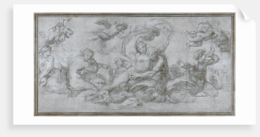 A Woman borne off by a Sea God (Cartoon for a fresco in the Gallery of the Palazzo Farnese, Rome), c. 1599 by Agostino Carracci