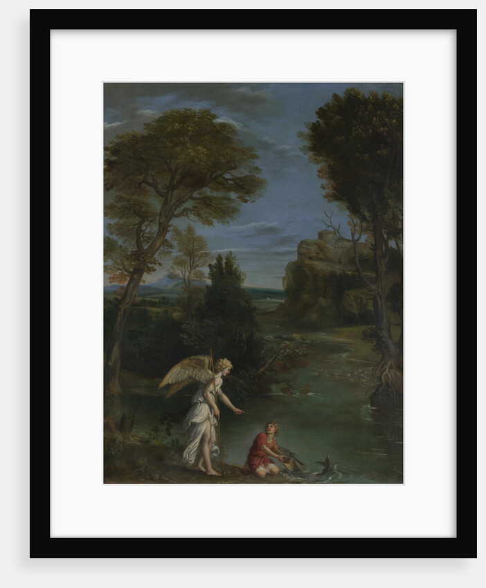 Landscape with Tobias laying hold of the Fish, c. 1612 by Domenichino