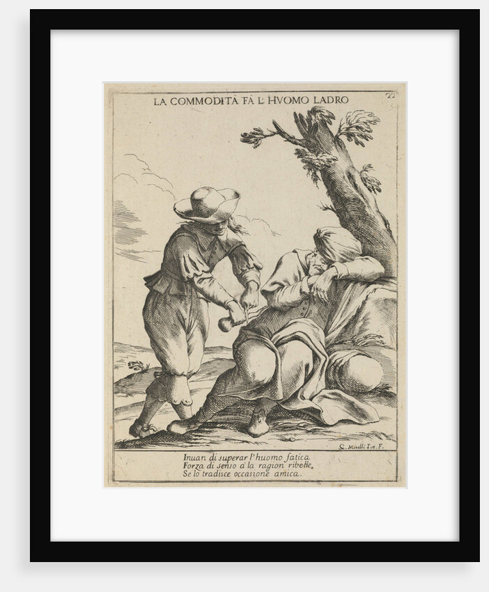 Opportunity makes a thief. (La commodità fa luomo ladro), 1678 by Giuseppe Maria Mitelli