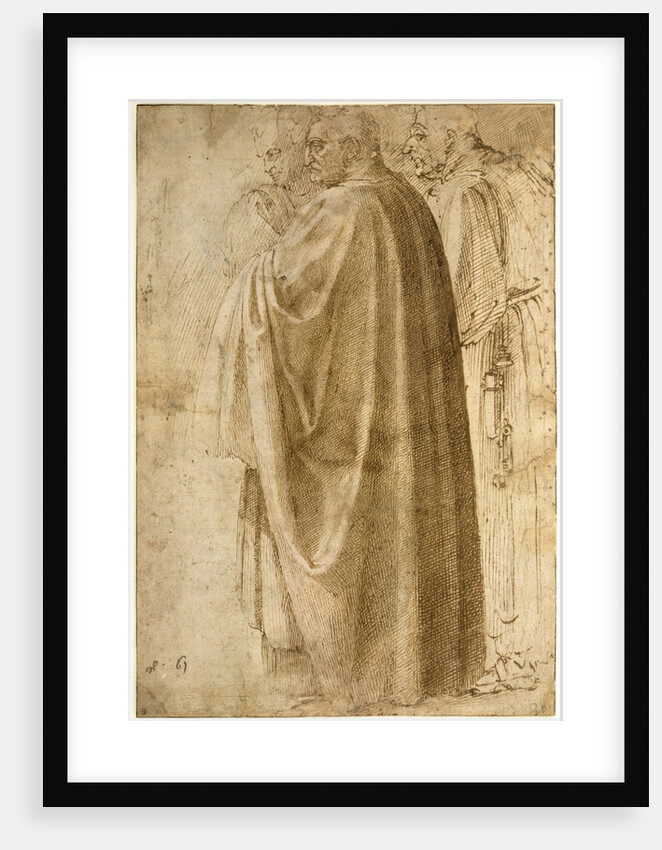 Three Standing Men in Wide Cloaks Turned to the Left, ca 1492-1496 by Michelangelo Buonarroti