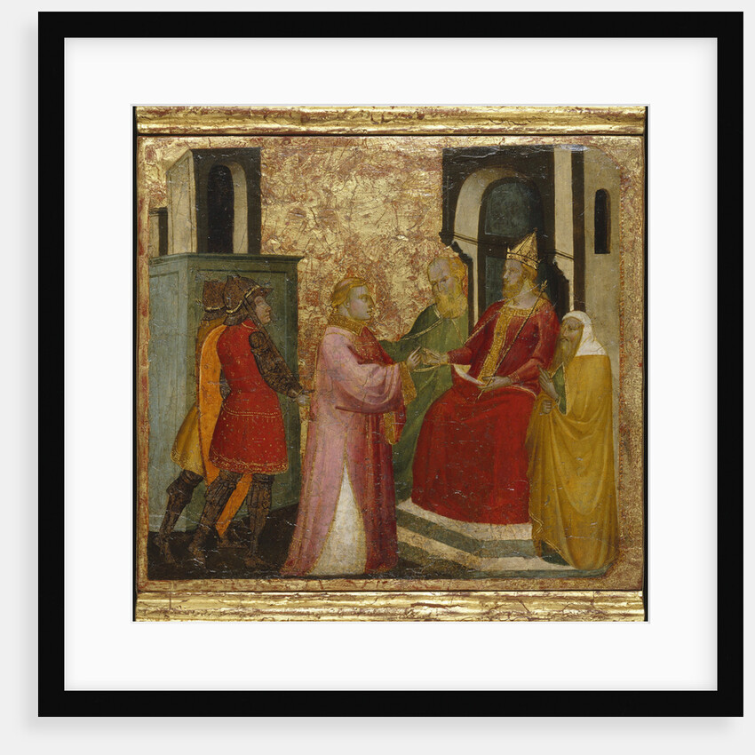 Saint Lawrence Arraigned Before the Emperor Valerian. Scenes from the Life of Saint Lawrence, predella, ca 1412 by Lorenzo di Niccolò
