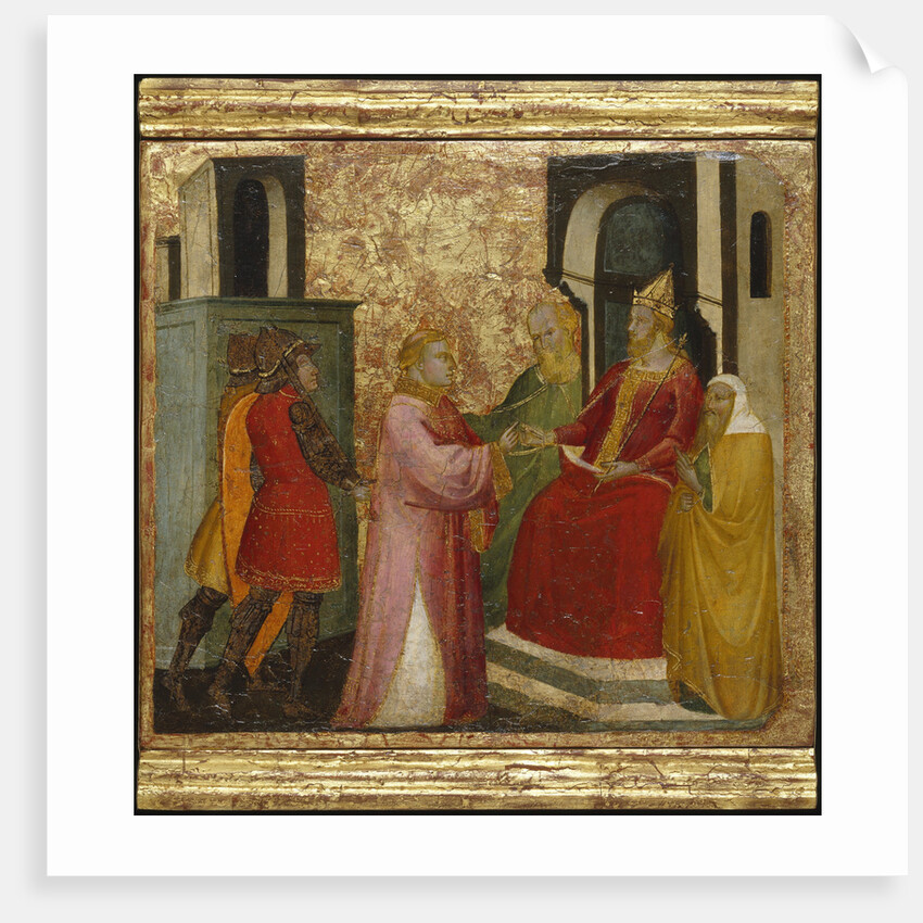 Saint Lawrence Arraigned Before the Emperor Valerian. Scenes from the Life of Saint Lawrence, predella, ca 1412 by Lorenzo di Niccolò