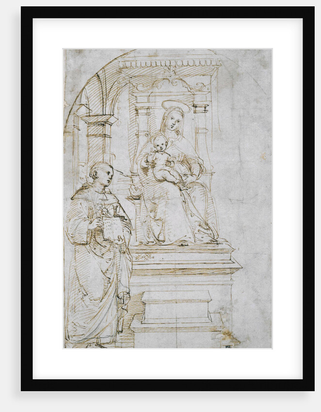 Sketch for an enthroned Virgin and Child with Saint Nicholas of Tolentino by Raphael