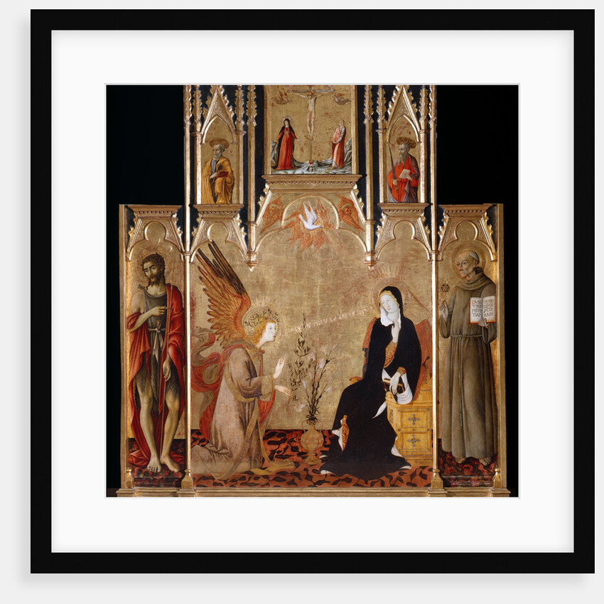 Annunciation with Saints John the Baptist und Bernardino da Siena. The Crucifixion. Saints Peter and Paul, Between 1455 and 1464 by Matteo di Giovanni