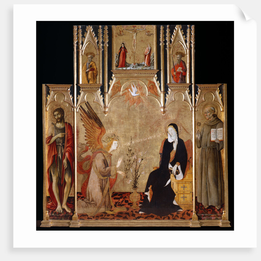 Annunciation with Saints John the Baptist und Bernardino da Siena. The Crucifixion. Saints Peter and Paul, Between 1455 and 1464 by Matteo di Giovanni
