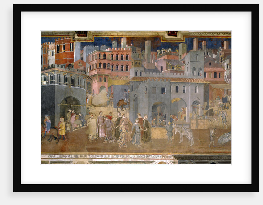 Effects of Good Government in the city (Cycle of frescoes The Allegory of the Good and Bad Government), 1338-1339 by Ambrogio Lorenzetti