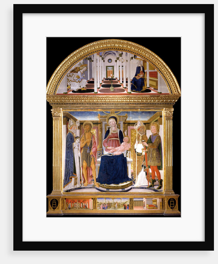 Madonna with Child and Saints Blaise, John the Baptist, Nicholas and Florian. The Annunciation, 1462 by Lorenzo di Pietro