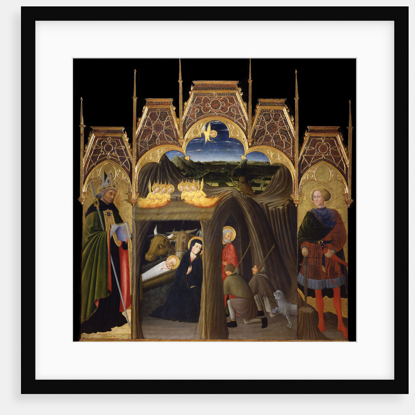 The Adoration of the Shepherds between Saints Augustine and Galgano, 1440-1449 by Pietro di Giovanni d'Ambrogio