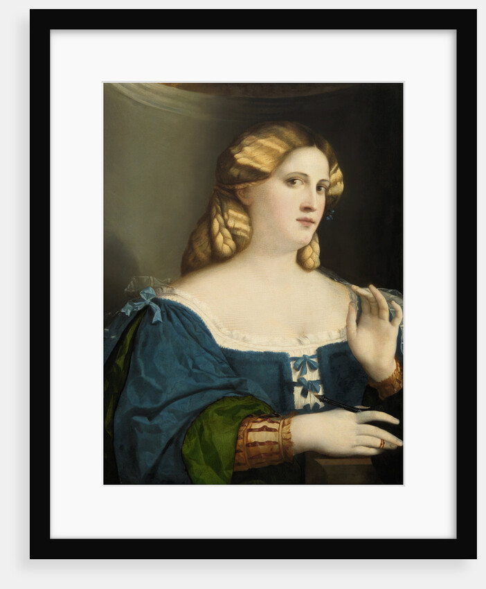 Young Woman in a Blue Dress, with Fan, 1512-1514 by Jacopo Palma il Vecchio the Elder
