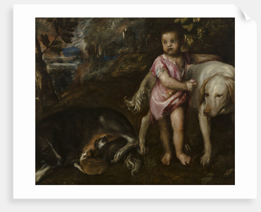 Boy with Dogs in a Landscape, 1565-1576 by Titian