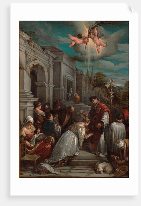 Saint Valentine baptizing Saint Lucilla, 1575 by Jacopo il vecchio Bassano