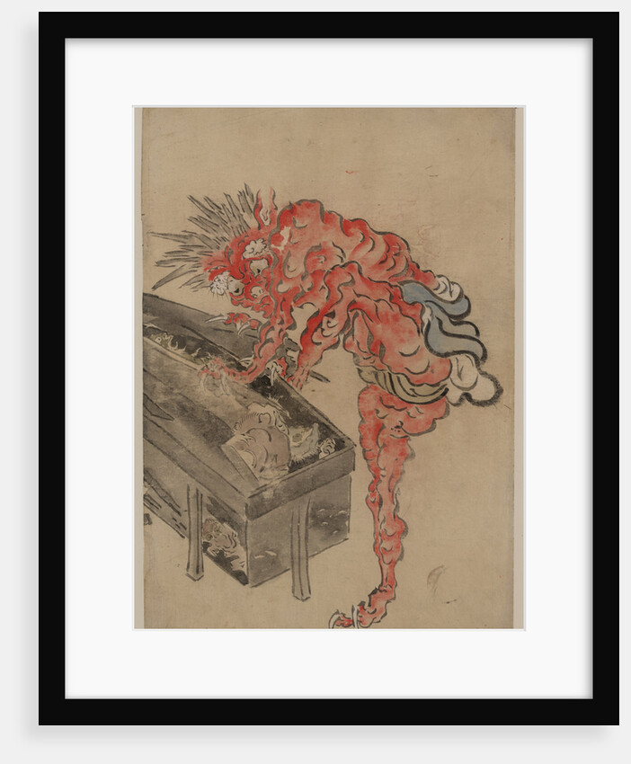 Demon, possibly Ibaraki, opening a box, Early 19th cen by Anonymous