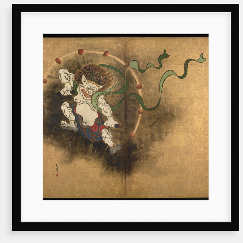 The Thunder God. Left part of two-fold screens Wind God and Thunder God, Early 18th cen by Ogata Korin