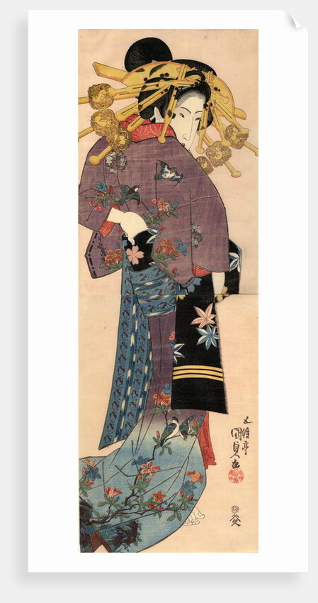 A Standing Bijin, ca 1820 by Utagawa Kunisada