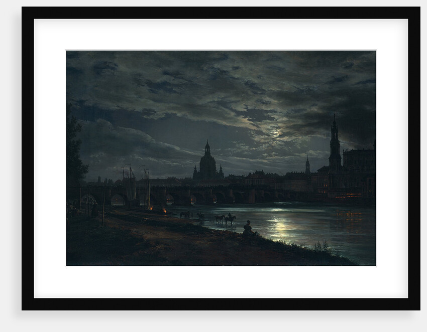 View of Dresden by Moonlight, 1839 by Johan Christian Clausen Dahl