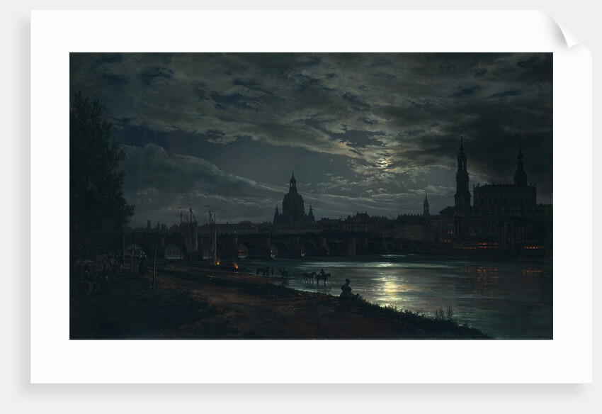 View of Dresden by Moonlight, 1839 by Johan Christian Clausen Dahl
