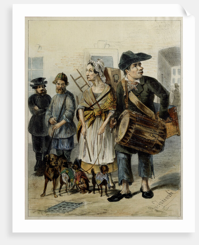 A servant take the dogs out, 1843 by Rudolf Kasimirovich Zhukovsky