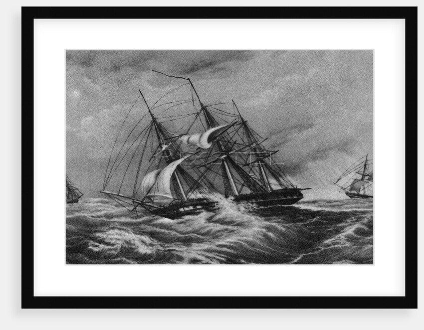 The frigate Kreiser and the sloop Ladoga at the coast of America, 1900s-1910s by Anonymous