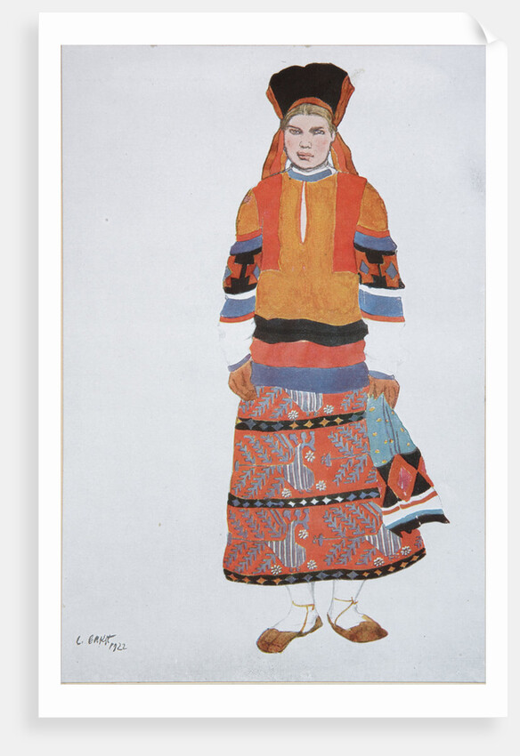 Peasant woman. Costume design for the Vaudeville Old Moscow at the Théâtre Femina in Paris, 1922 by Léon Bakst