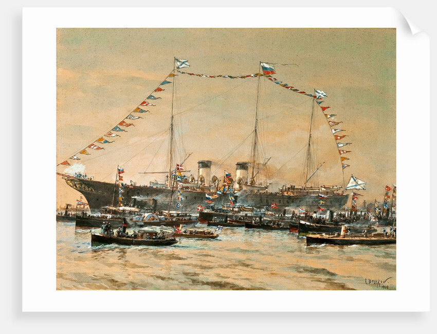 Emperor Nicholas II visiting his Yacht Polestar, 1908 by Alexander Karlovich Beggrov