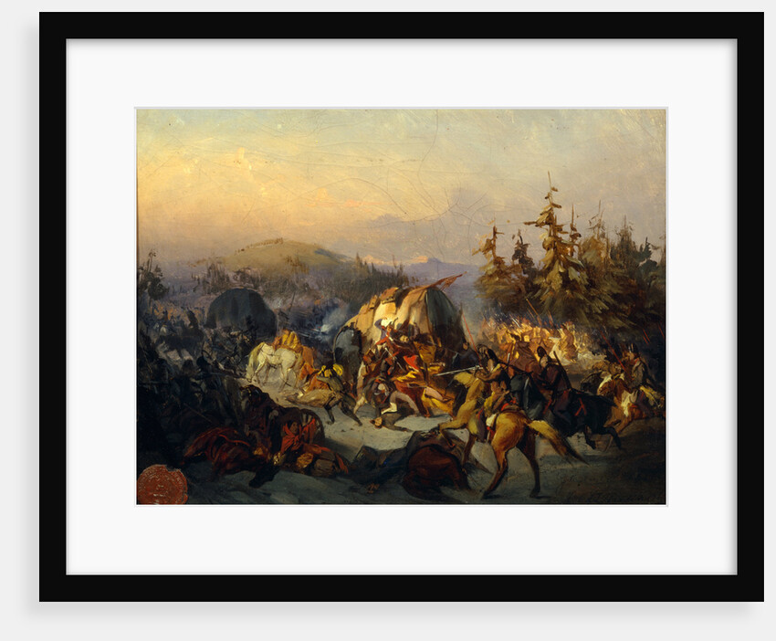 Russian Cossacks attack French troops in transit by Konstantin Nikolayevich Filippov