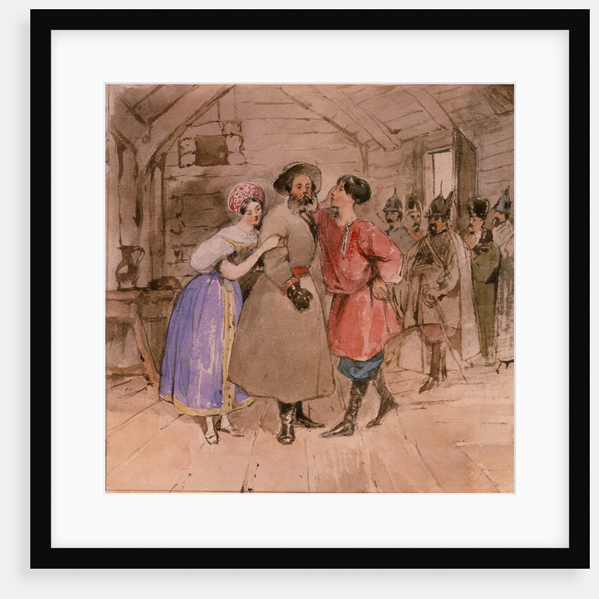 Scene from the opera A Life for the Tsar (Ivan Susanin) by M. Glinka, End 1830s by Grigori Grigorievich Gagarin