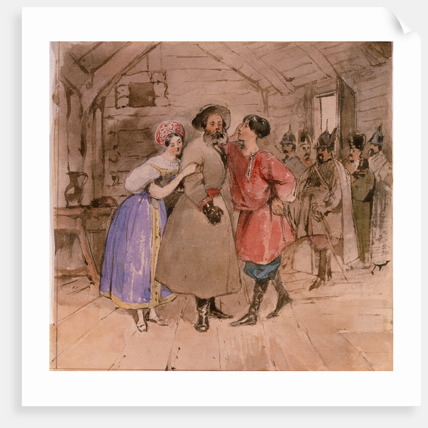 Scene from the opera A Life for the Tsar (Ivan Susanin) by M. Glinka, End 1830s by Grigori Grigorievich Gagarin