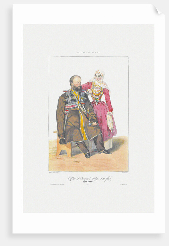 Terek Cossack with Daughter by Grigori Grigorievich Gagarin