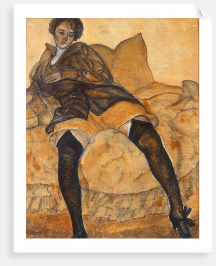 A sitting woman, c. 1918 by Boris Dmitryevich Grigoriev