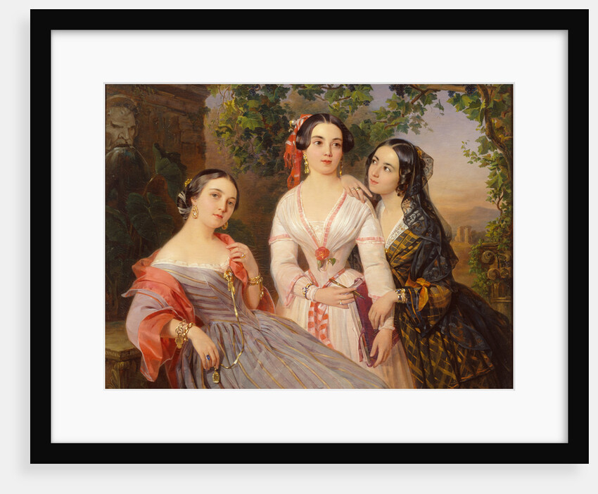 Portrait of Sisters Countess Elizaveta Salias De Tournemire, Sophia Sukhovo-Kobylina and Eudokia Petrovo-Solovovo, 1847 by Pimen Nikitich Orlov