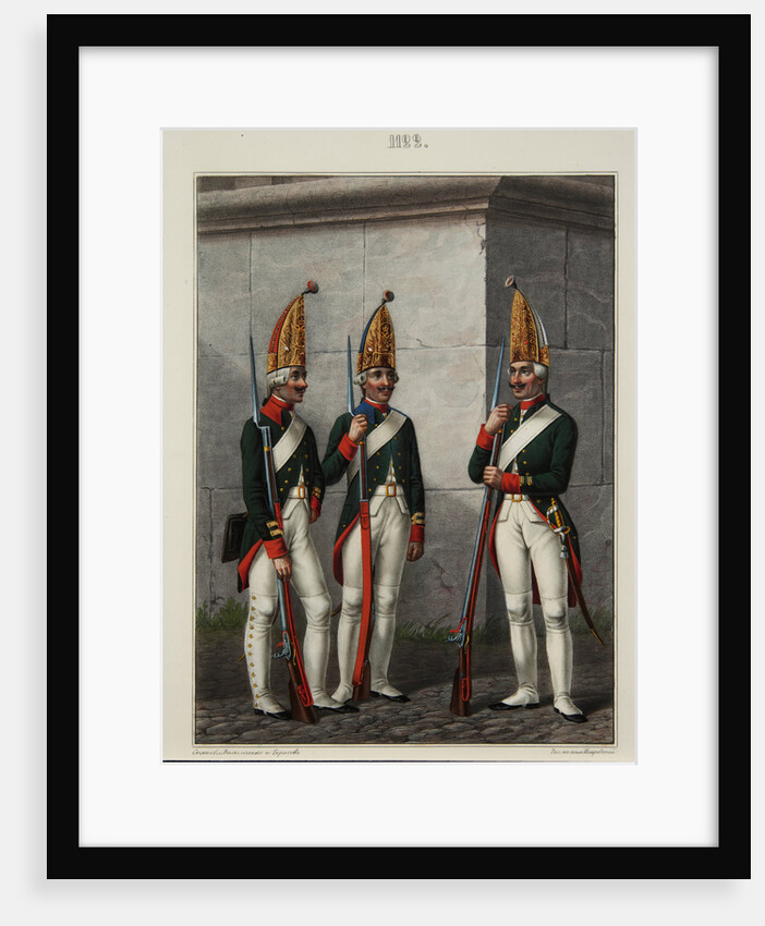 Grenadiers of the Preobrazhensky, Semenovsky and Izmailovsky Regiment in 1796-1797, 1840s by Alexey Gavrilovich Petrovsky