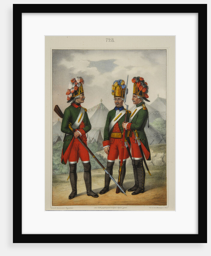 Grenadiers of the Preobrazhensky, Semenovsky and Izmailovsky Regiment in 1763-1775, Early 1840s by Pyotr Ivanovich Razumikhin