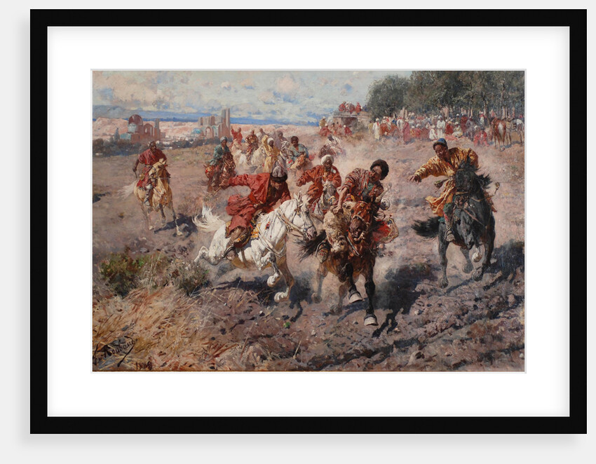 Cherkess Celebrating the end of Muharram with the Equestrian Sport of the Dash for the Prize Lamb, 1889 by Franz Roubaud