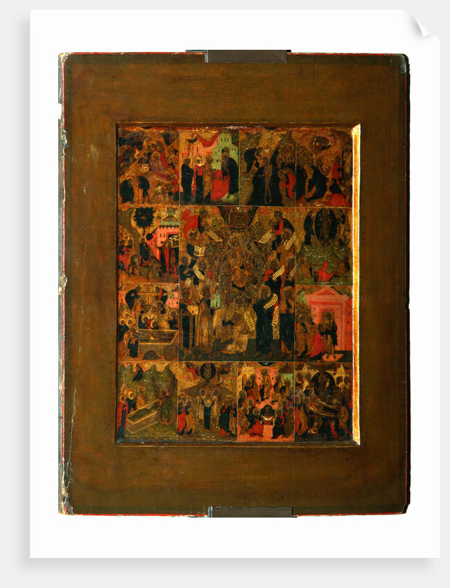 The Glorification of the Virgin (Akathist Hymn to the Most Holy Theotokos), Early 17th cen by Russian icon