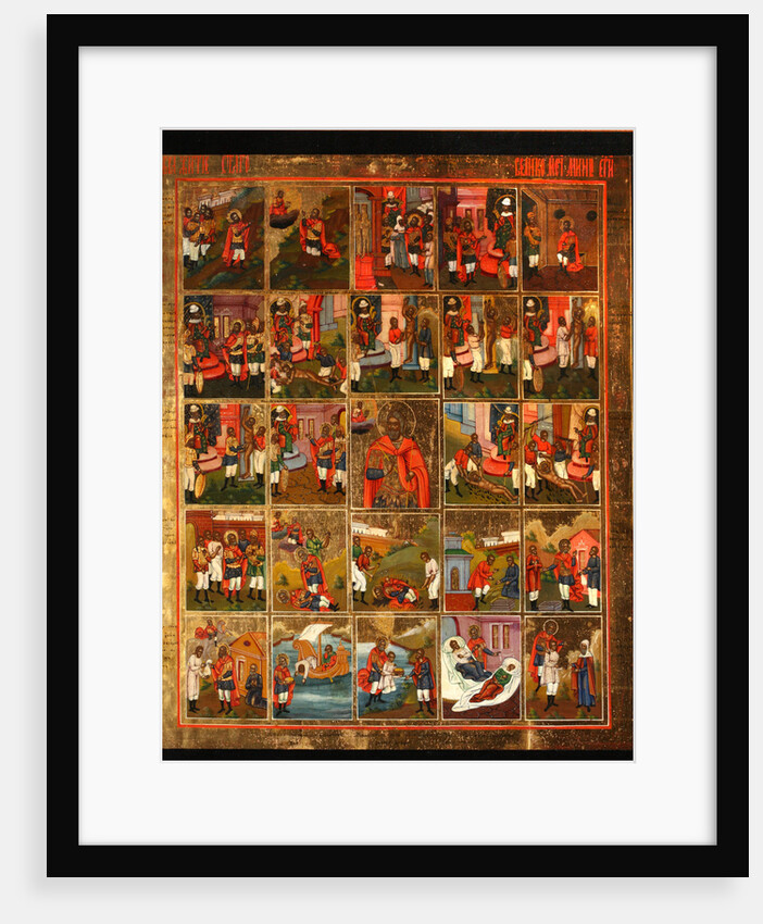 Saint Menas with Scenes from His Life, Mid of the 19th cen by Russian icon